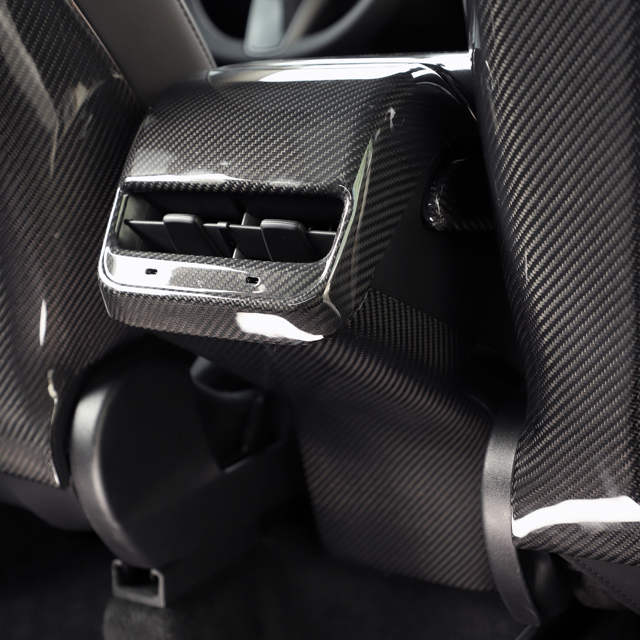 Tessgo Carbon Fiber Rear Center Console Base Cover for Model 3 & Model Y