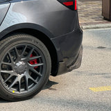 Side view of Real Carbon Fiber Rear Diffuser installed on Tesla Model 3 2024+