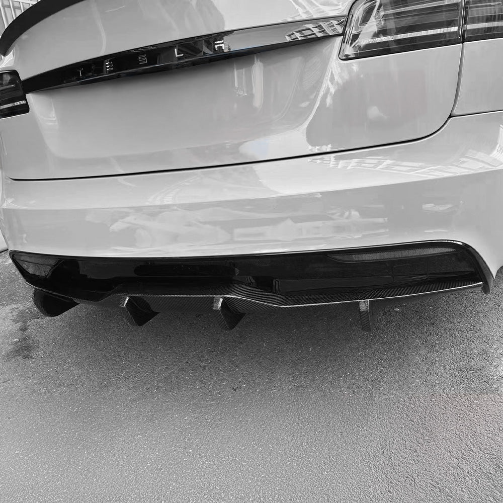 Bundle: Full Carbon Fiber Aero Kit for Tesla Model S (2021–2025) – Front Lip, Side Skirts, Rear Diffuser & Spoiler