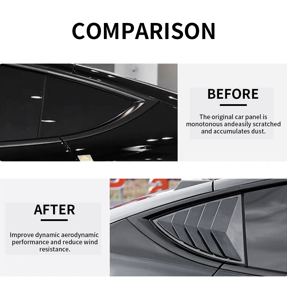 Before vs after installation: Tesla Model Y with Rear Side Window Louvers