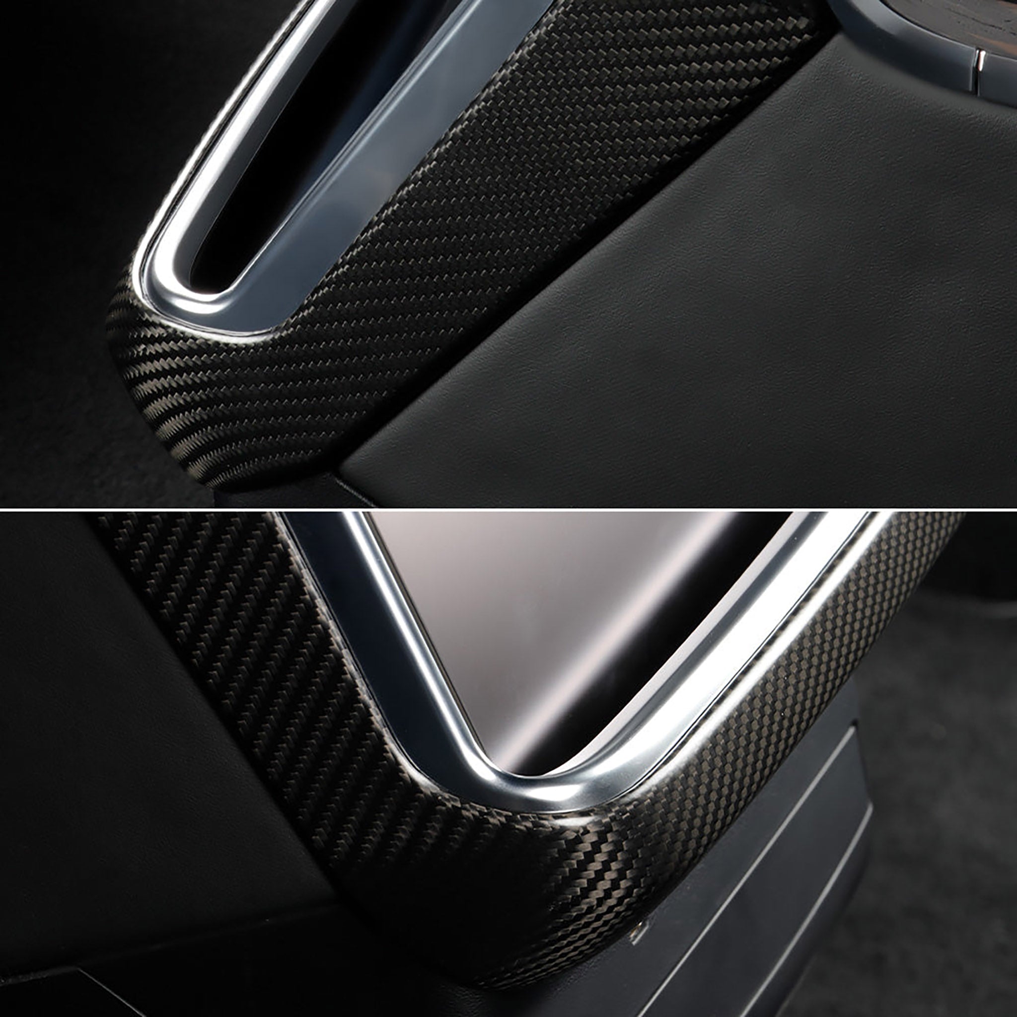 Real Carbon Fiber Rear Touchscreen Trim Cover for Tesla 2021-2026 Model S & X | Teego