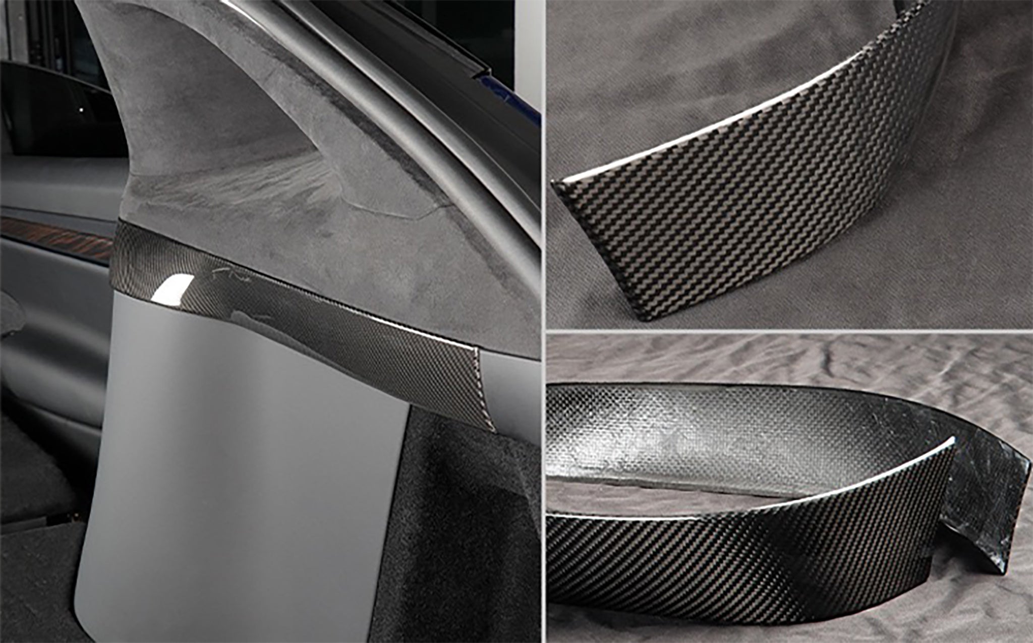 Real Carbon Fiber Rear Trunk Side Trim Cover for Tesla Model X