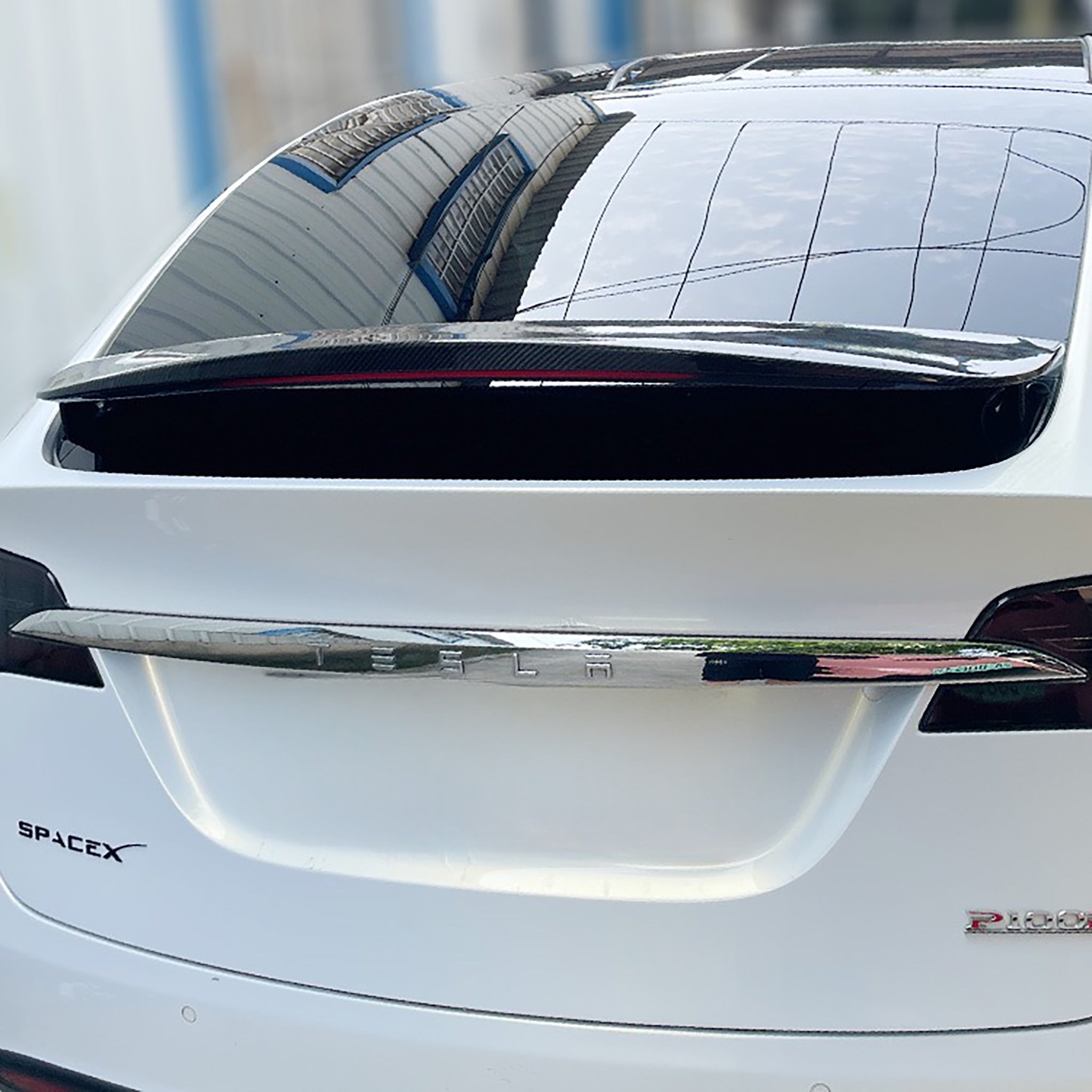 Premium Dry Carbon Fiber Wing Spoiler Overlay for Tesla Model X (2016–2025) – Sleek Sporty Upgrade by Teego