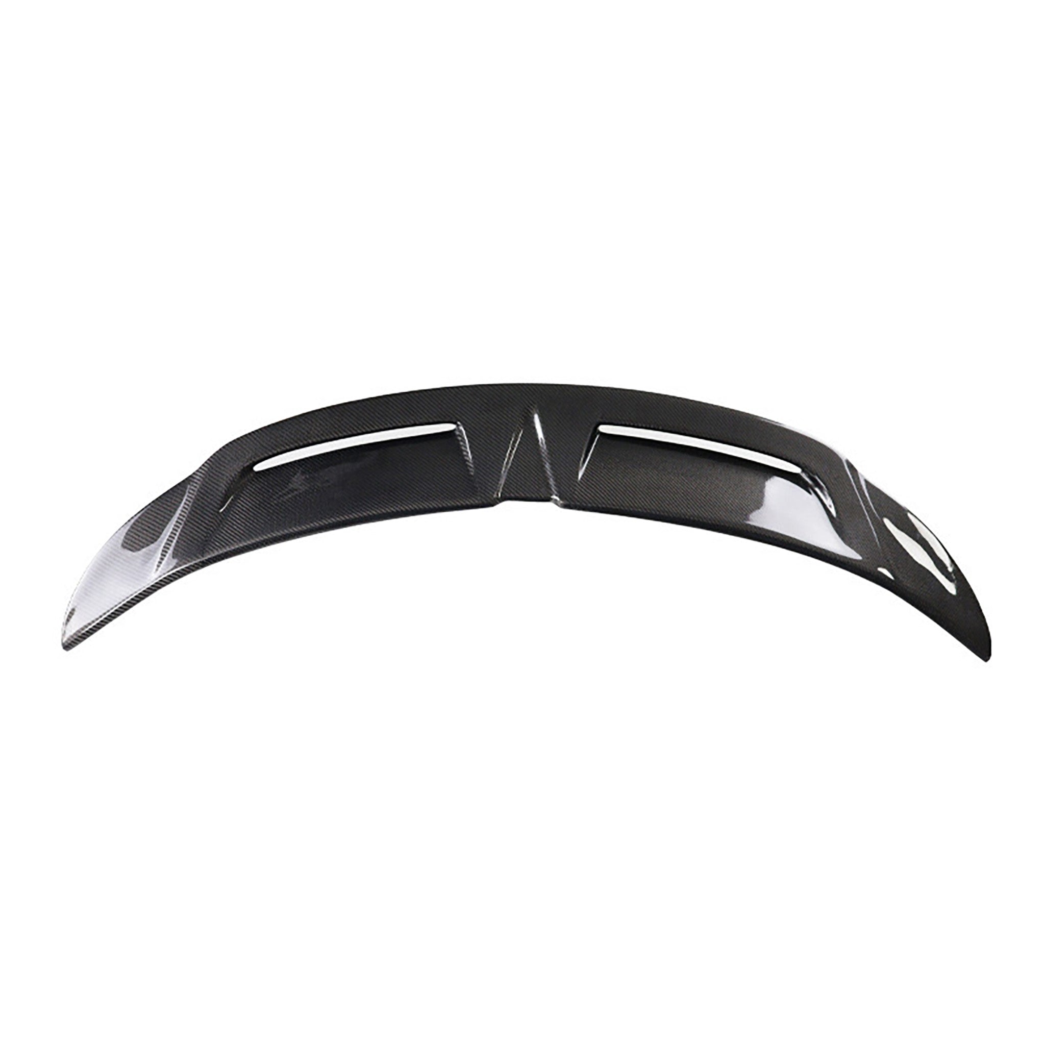Front view of Tesla Real Carbon Fiber Spoiler Wing-Dual Air Outlets