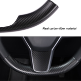 Premium Real Carbon Fiber Steering Wheel Cover for Tesla Model 3 & Y | Custom Fit Luxury Interior Upgrade
