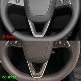 Real Carbon Fiber Steering Wheel Trim For Tesla New Model 3 Highland 2024+ & 2026 Model Y Juniper
