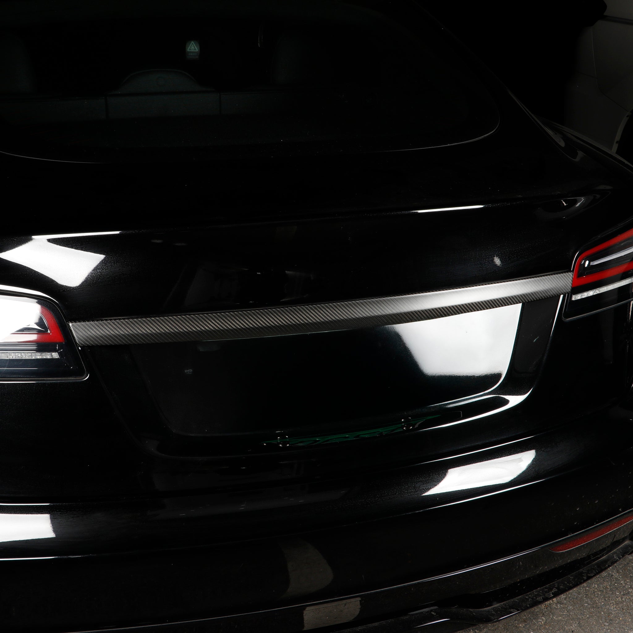 Real Carbon Fiber Tailgate Trim Cover for Tesla Model S 2021-2026