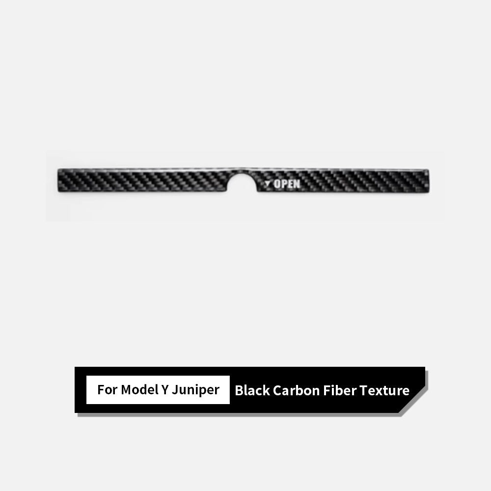 Black carbon fiber texture for model Y Juniper trunk button accent sticker