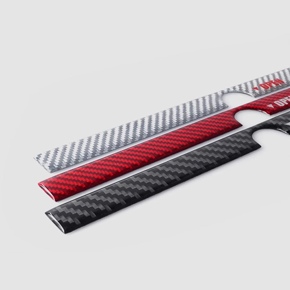 Real Carbon Fiber Rear Trunk Button Sticker for Tesla Model Y Juniper - silver red black