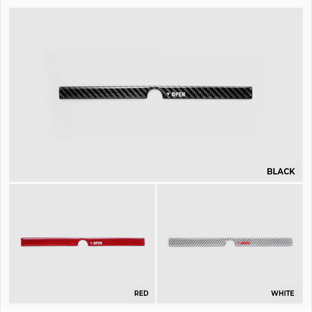 Real Carbon Fiber Trunk Button Accent Sticker for 2026 Tesla Model Y Juniper Black Red White Options