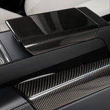 Carbon Fiber Armrest Box Cover installed on Tesla Model 3 Highland