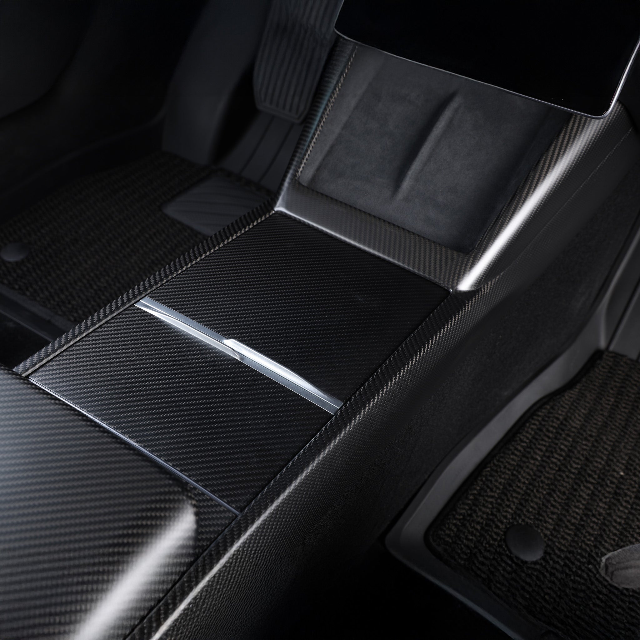 Real Carbon Fiber Center Console Side Trim Cover for 2024+ Tesla Model 3 Highland