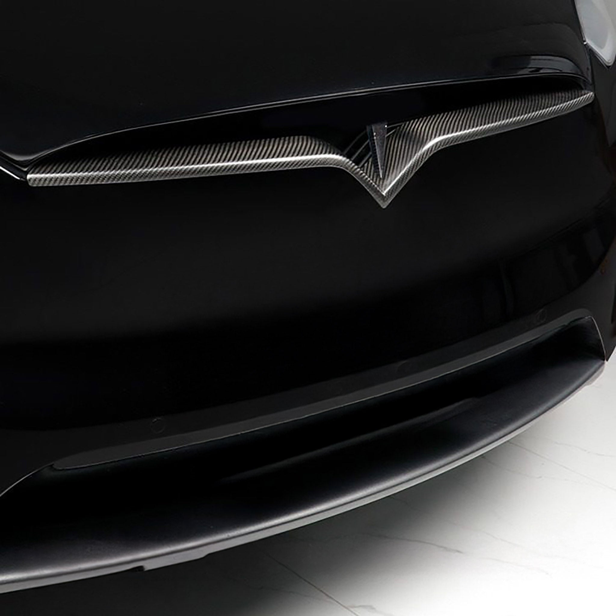 Real Carbon Fiber Front Bumper Inlay For Tesla Model X 2017-2026 | Teego