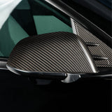 Real Carbon Fiber Mirror Covers installed on 2024+ Tesla Model 3 Highland