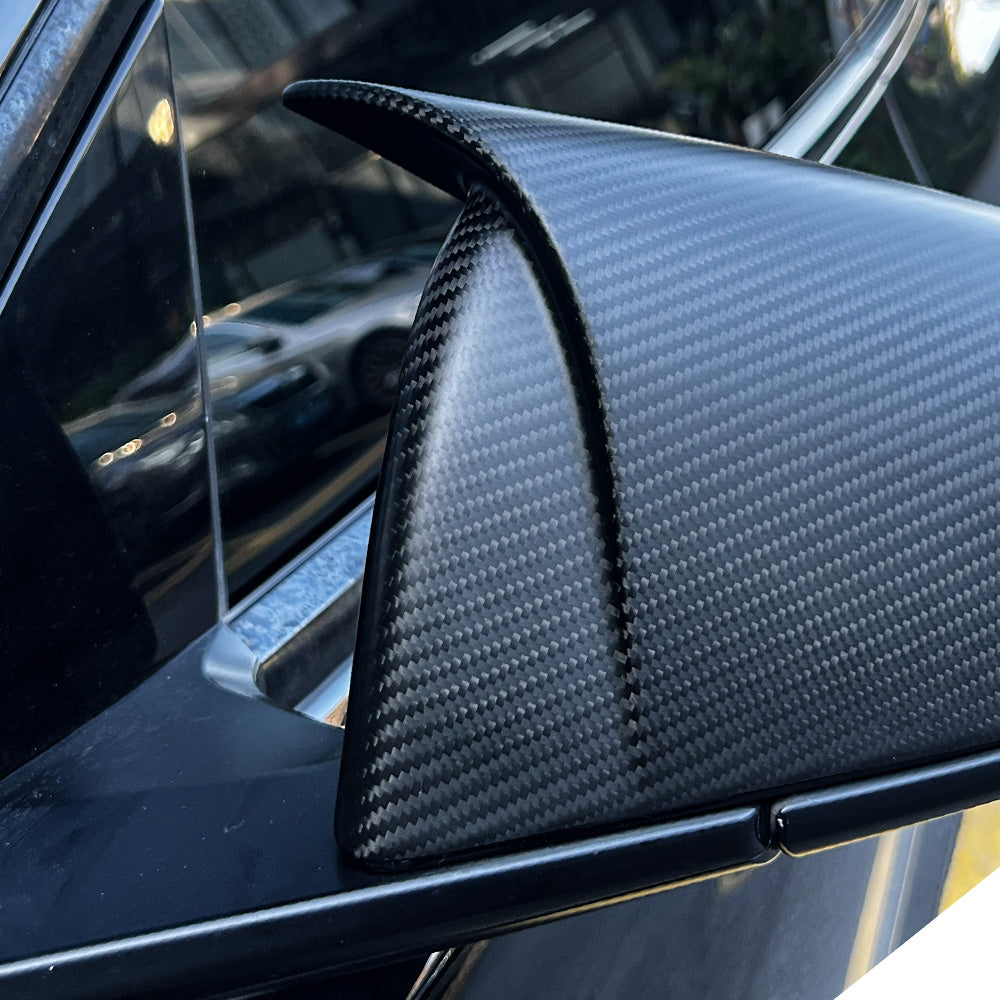Real Carbon Fiber Mirror Caps For Tesla Model 3 / Y & 2024+ Model 3 Highland