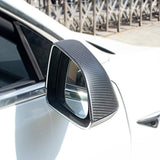 side view of Matte Dry Carbon Fiber Mirror Cap installed on Tesla Model 3/Y