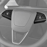 Real Carbon Fiber Steering Wheel Overlay For 2024+ Model 3 Highland (2 Pieces)
