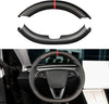 Real Carbon Fiber Steering Wheel Overlay for 2024+ Tesla Model 3 Highland & 2025+ Model Y Juniper (1x1 Plain Weave Available)