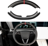 Real Carbon Fiber Steering Wheel Overlay for 2024+ Tesla Model 3 Highland & 2025+ Model Y Juniper (1x1 Plain Weave Available)