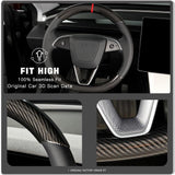 Real Carbon Fiber Steering Wheel Overlay for 2024+ Tesla Model 3 Highland & 2025+ Model Y Juniper (1x1 Plain Weave Available)