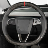 Real Carbon Fiber Steering Wheel Overlay for 2024+ Tesla Model 3 Highland & 2025+ Model Y Juniper (1x1 Plain Weave Available)