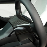 Real Carbon Fiber Steering Wheel Trim Cover for 2024+ Tesla Model 3 Highland & 2025+ Model Y Juniper (1x1 Plain Weave & 2x2 Twill Weave)