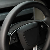 Real Carbon Fiber Steering Wheel Trim Cover for 2024+ Tesla Model 3 Highland & 2025+ Model Y Juniper (1x1 Plain Weave & 2x2 Twill Weave)