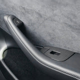 Close up view of Carbon Fiber Window Switch Covers for Model 3 Highland 2024+