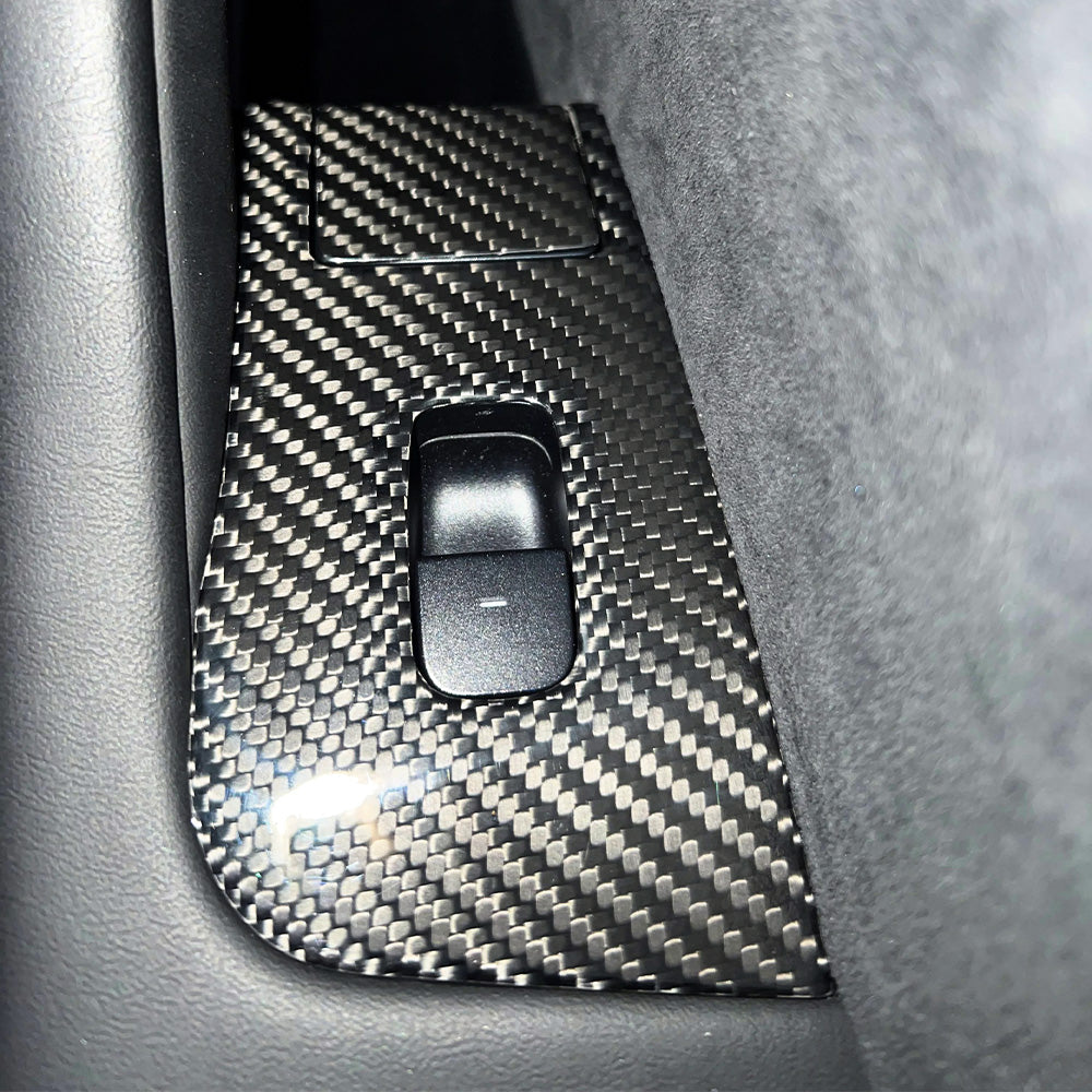 Real Carbon Fiber Window Switch Trim Cover for New Model Y Juniper (LHD & RHD Compatible)