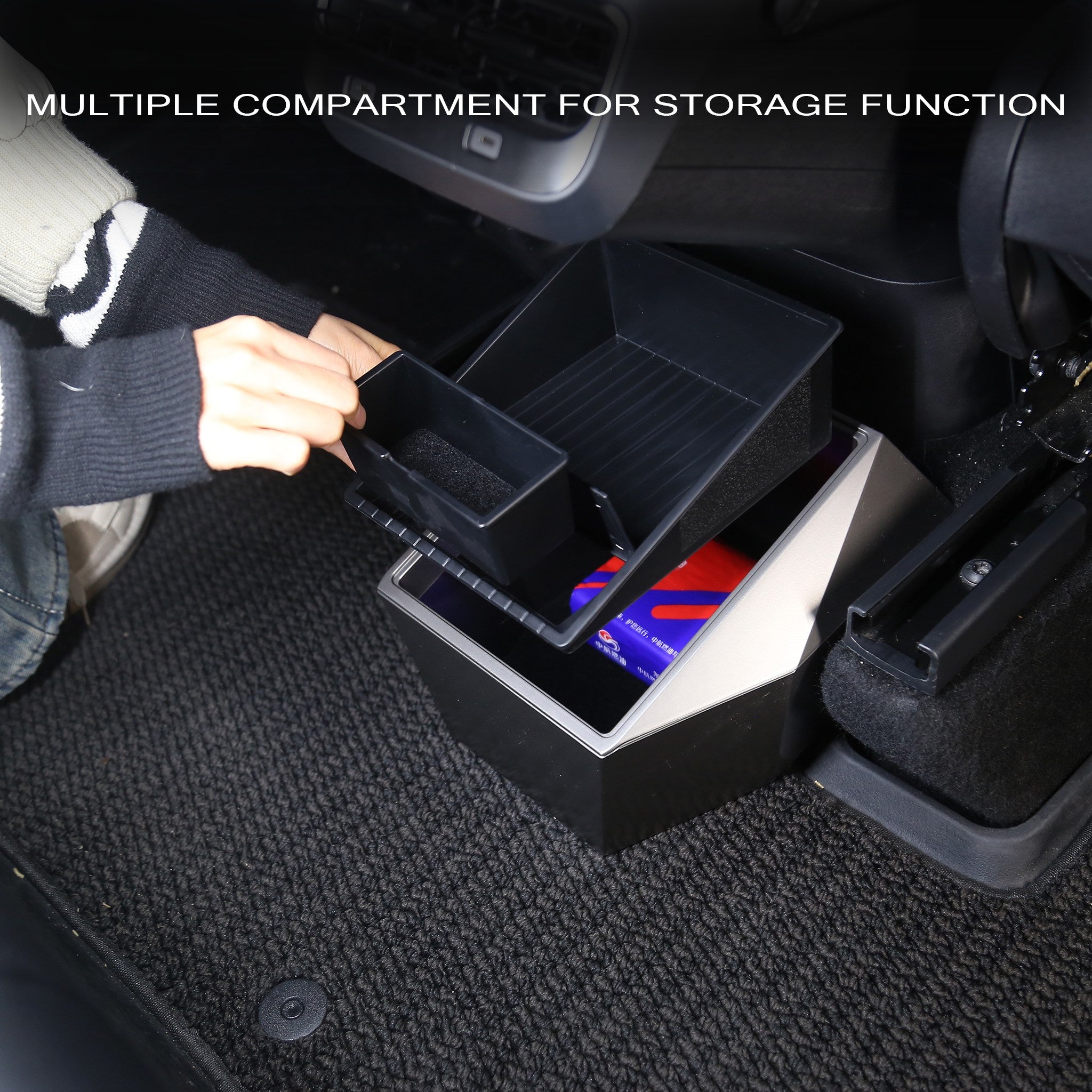 Rear Center Console Organizer Storage Box For Tesla Model Y - Cybertruck Style