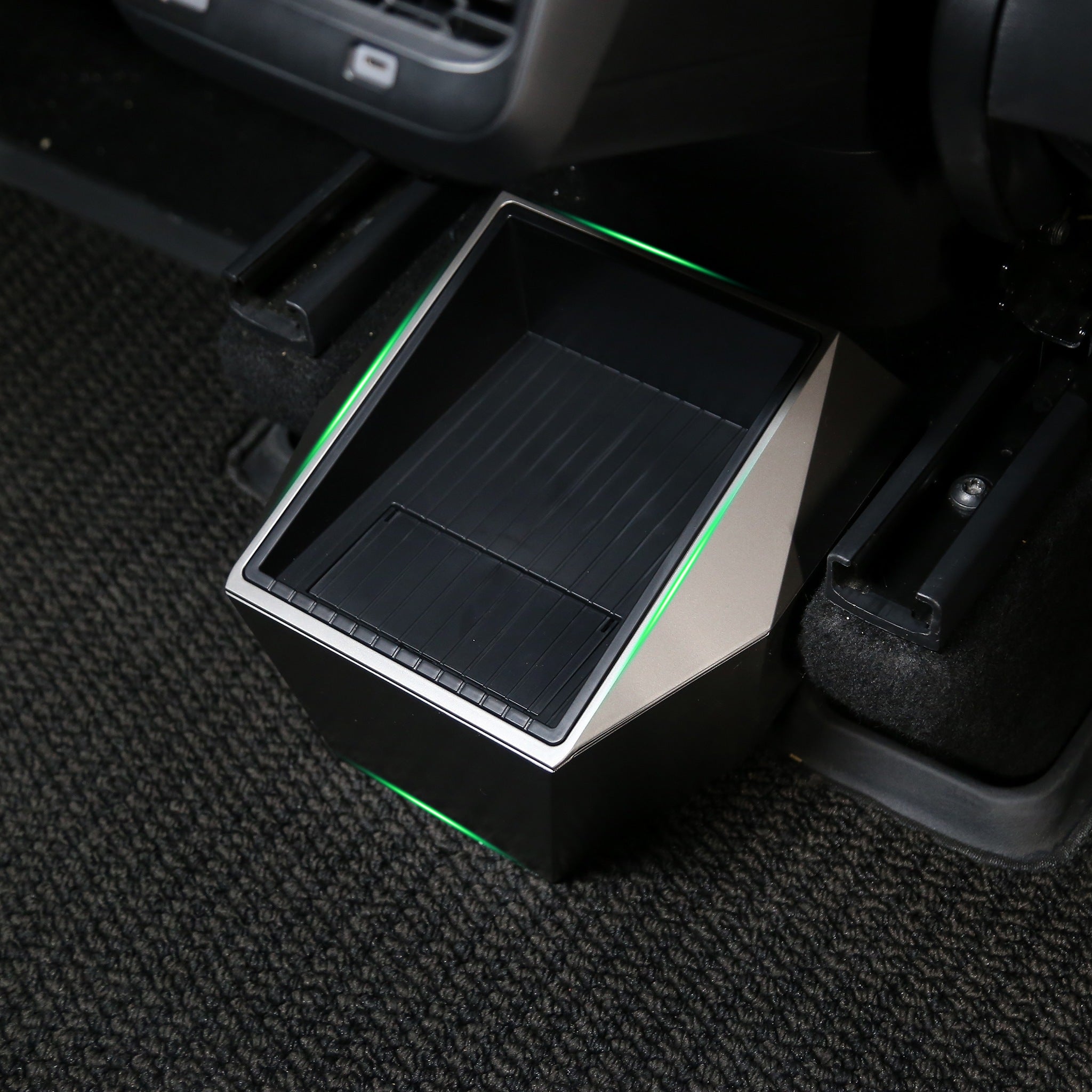 Rear Center Console Organizer Storage Box For Tesla Model Y - Cybertruck Style