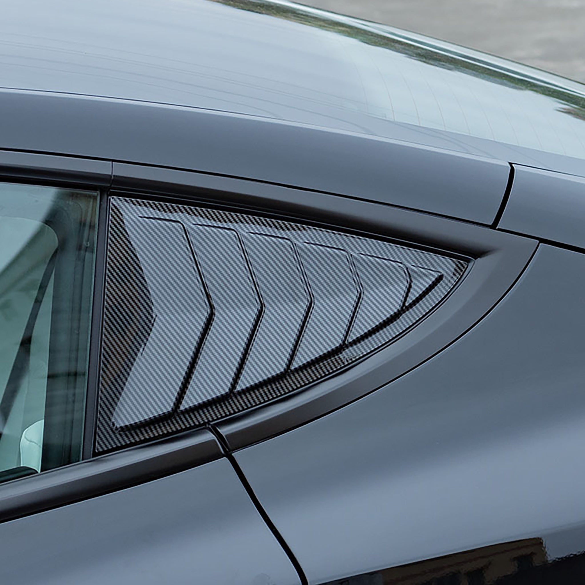 Real Carbon Fiber Rear Side Quarter Window Louvers For Tesla Model 3 2017-2024+