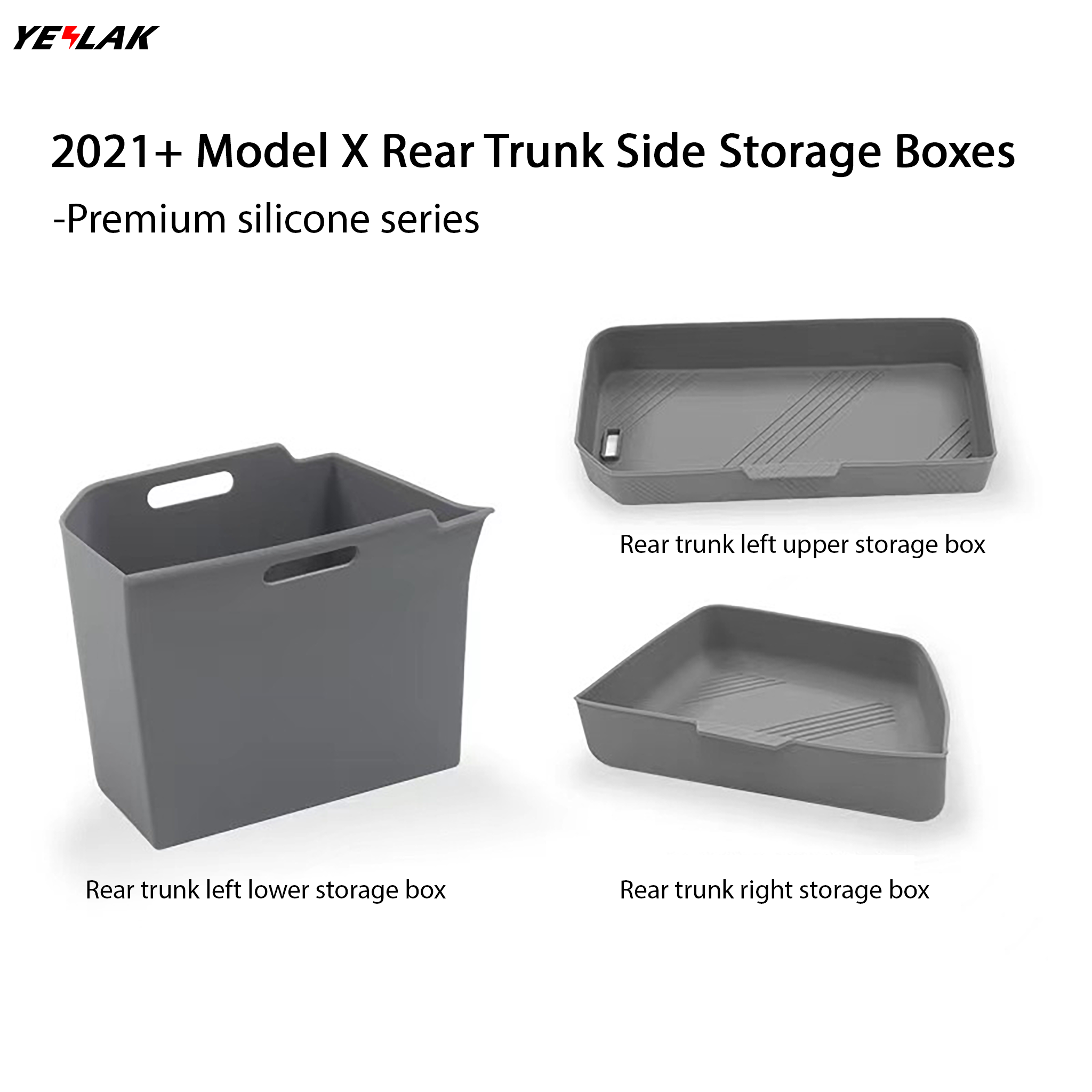 Rear Trunk Side Storage Box for Tesla Refreshed Model X 2021-2024 (3PCS)