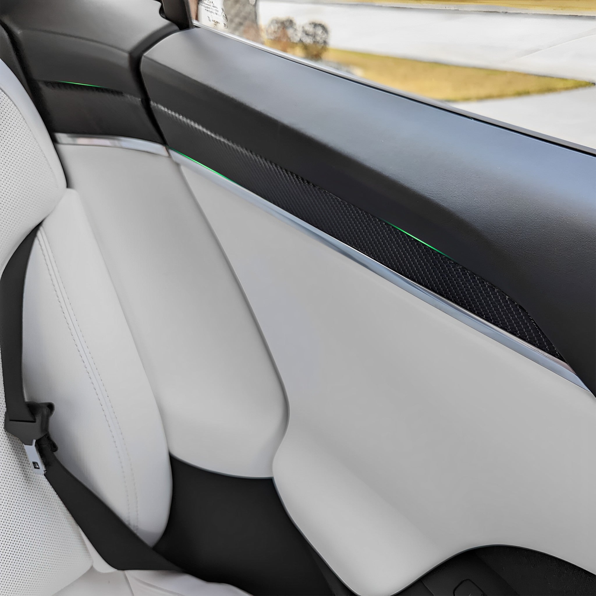 Premium Real Carbon Fiber Interior Door Trim Kit for Tesla Model S/X | OEM Fit & Plaid Compatible 2021-2026+