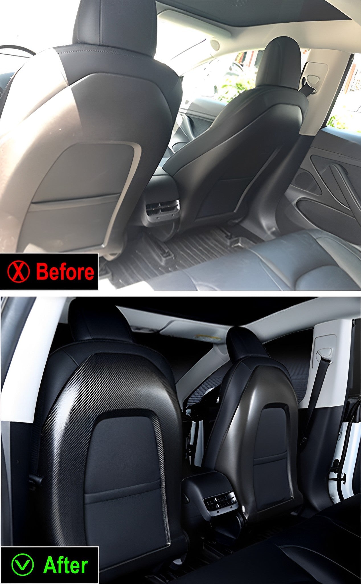 Premium Authentic Carbon Fiber Seat Back Covers for Tesla Model 3 & Model Y – Sporty & Sleek Style