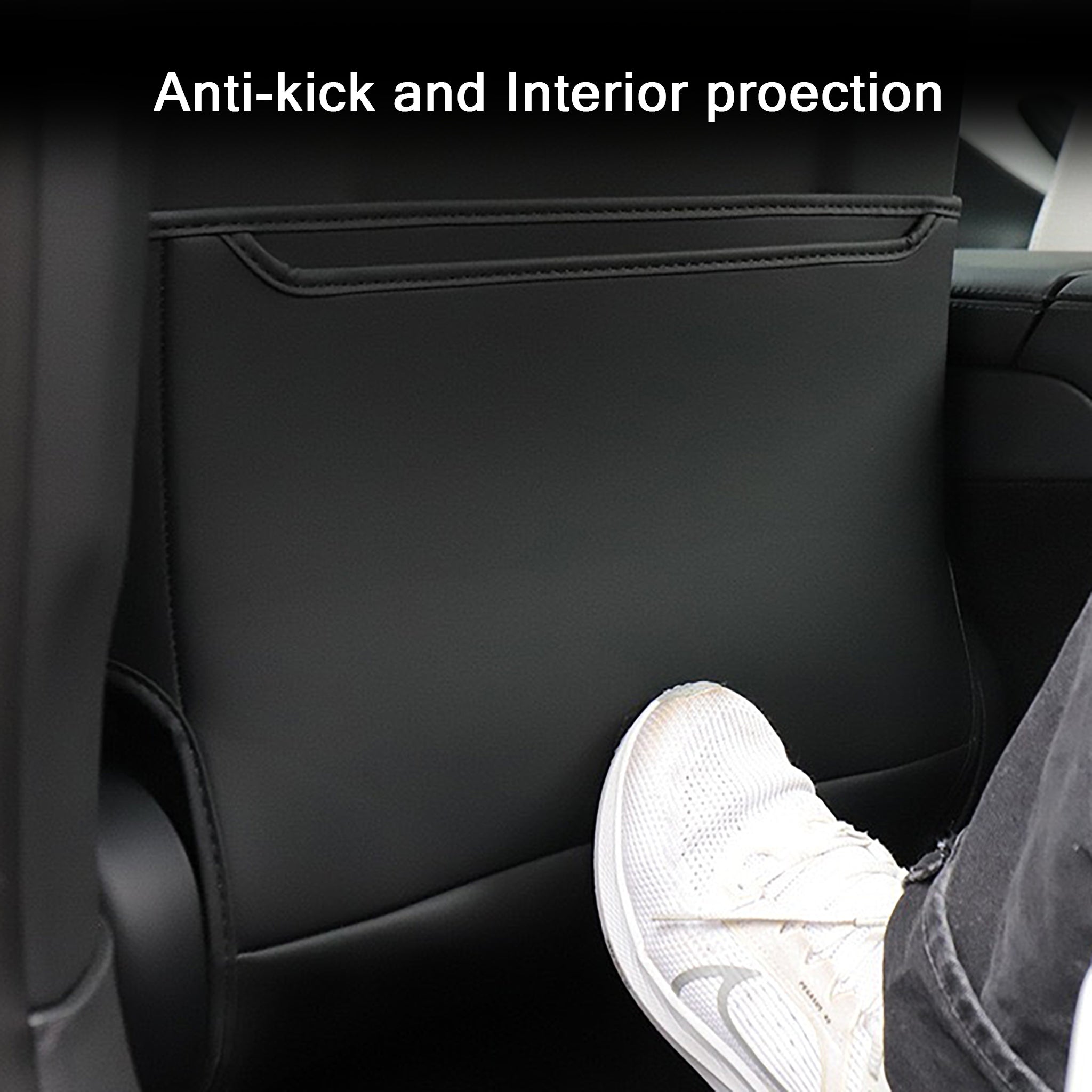 Seat Back Kick Protector for Tesla Model 3 & Model Y (2017–2025+) – Premium Leather, Waterproof, with Storage Pocket | Teego