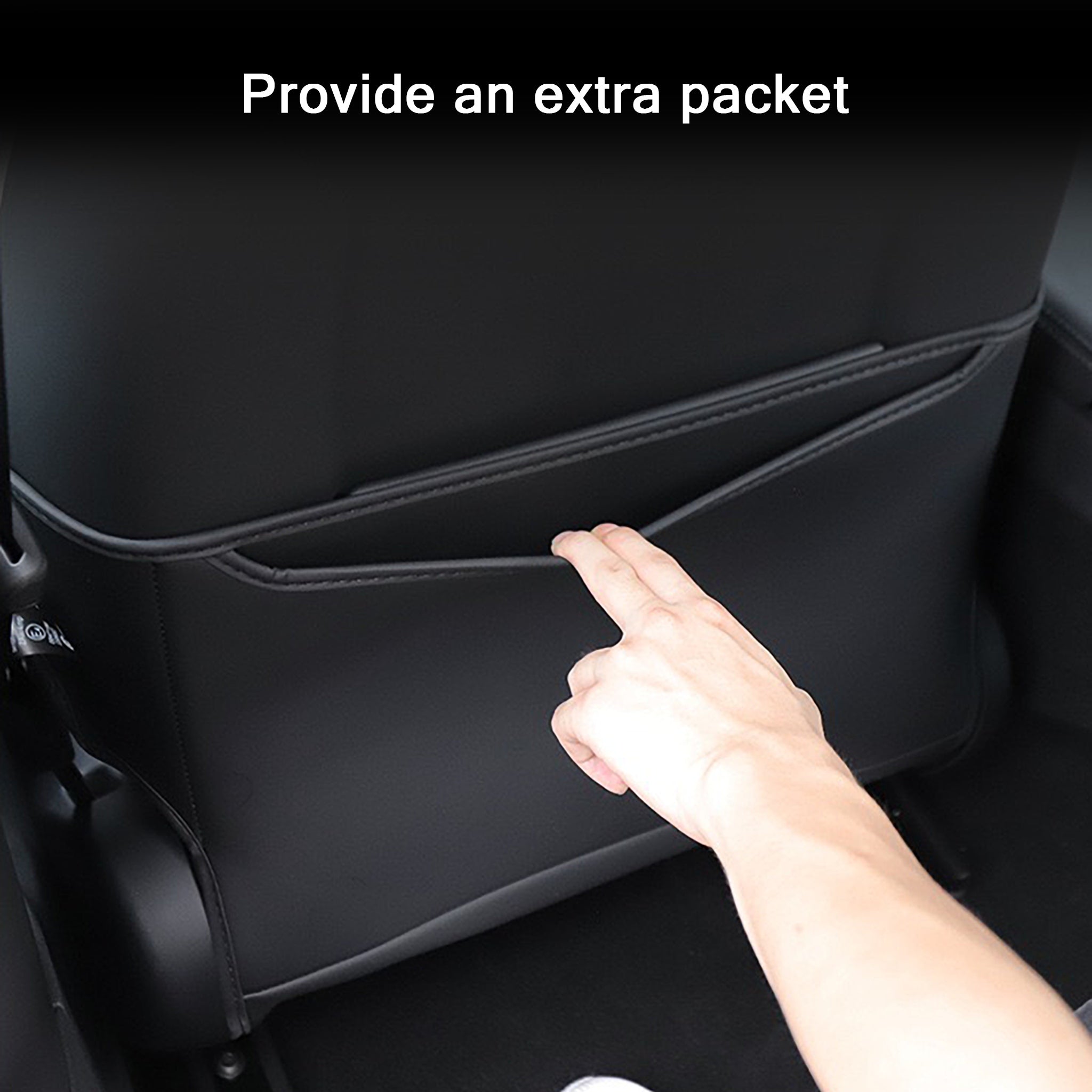Seat Back Kick Protector for Tesla Model 3 & Model Y (2017–2025+) – Premium Leather, Waterproof, with Storage Pocket | Teego