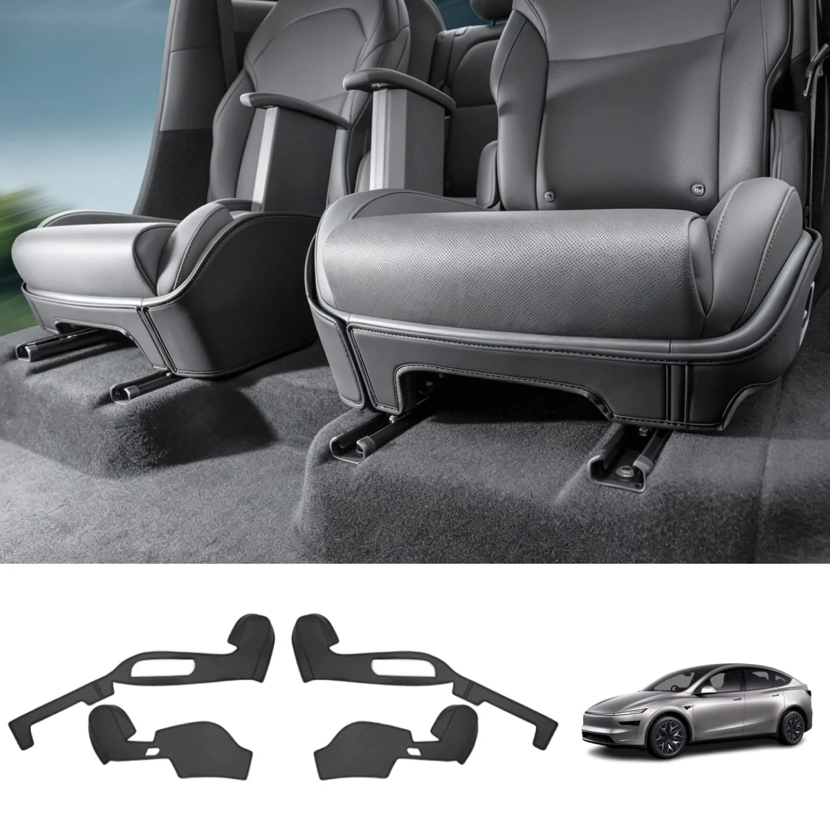 Nappa Leather Second Row Seat Side Panel Protectors for Tesla Model Y L 2026+