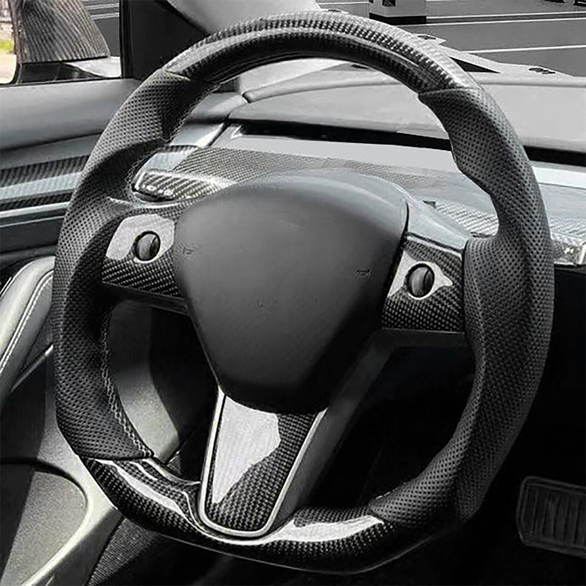 Carbon Fiber Sport Steering Wheel Upgrade for Tesla Model 3 (2017–2023.09) & Model Y (2020–2025.02) – Luxury Custom Interior Upgrade