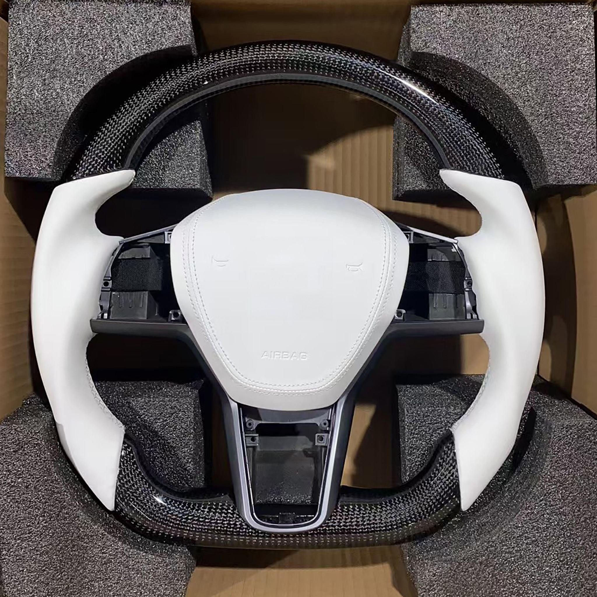 Carbon Fiber Sport Steering Wheel Upgrade for Tesla Model 3 (2017–2023.09) & Model Y (2020–2025.02) – Luxury Custom Interior Upgrade