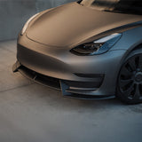Sporty Front Lip Spoiler for Tesla Model 3 (2017-2023.09) | ABS Plastic Body Kit in Glossy/Matte Black & Carbon Fiber
