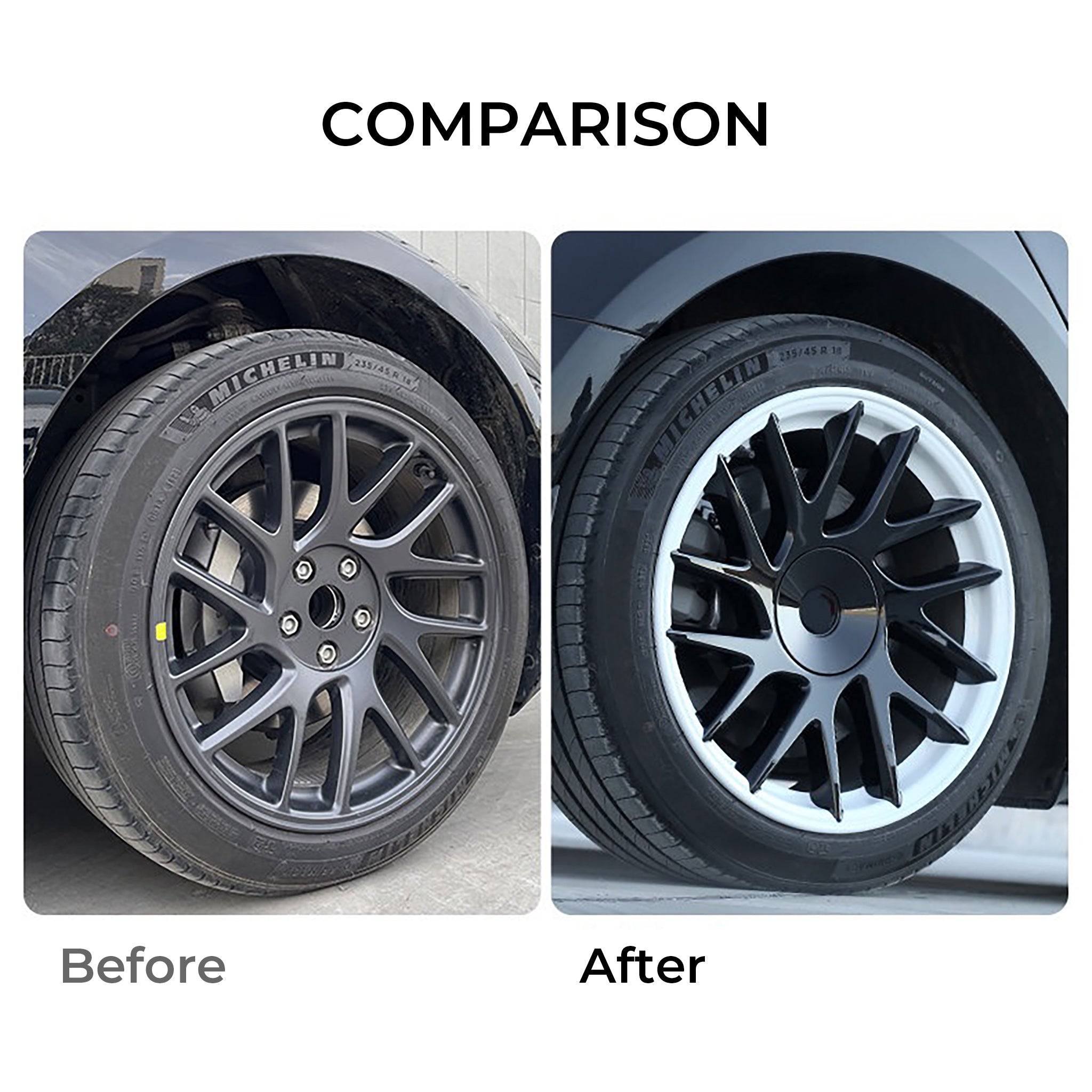 Sporty and Stylish Wheel Covers for 2024+ Model 3 18'' Wheels