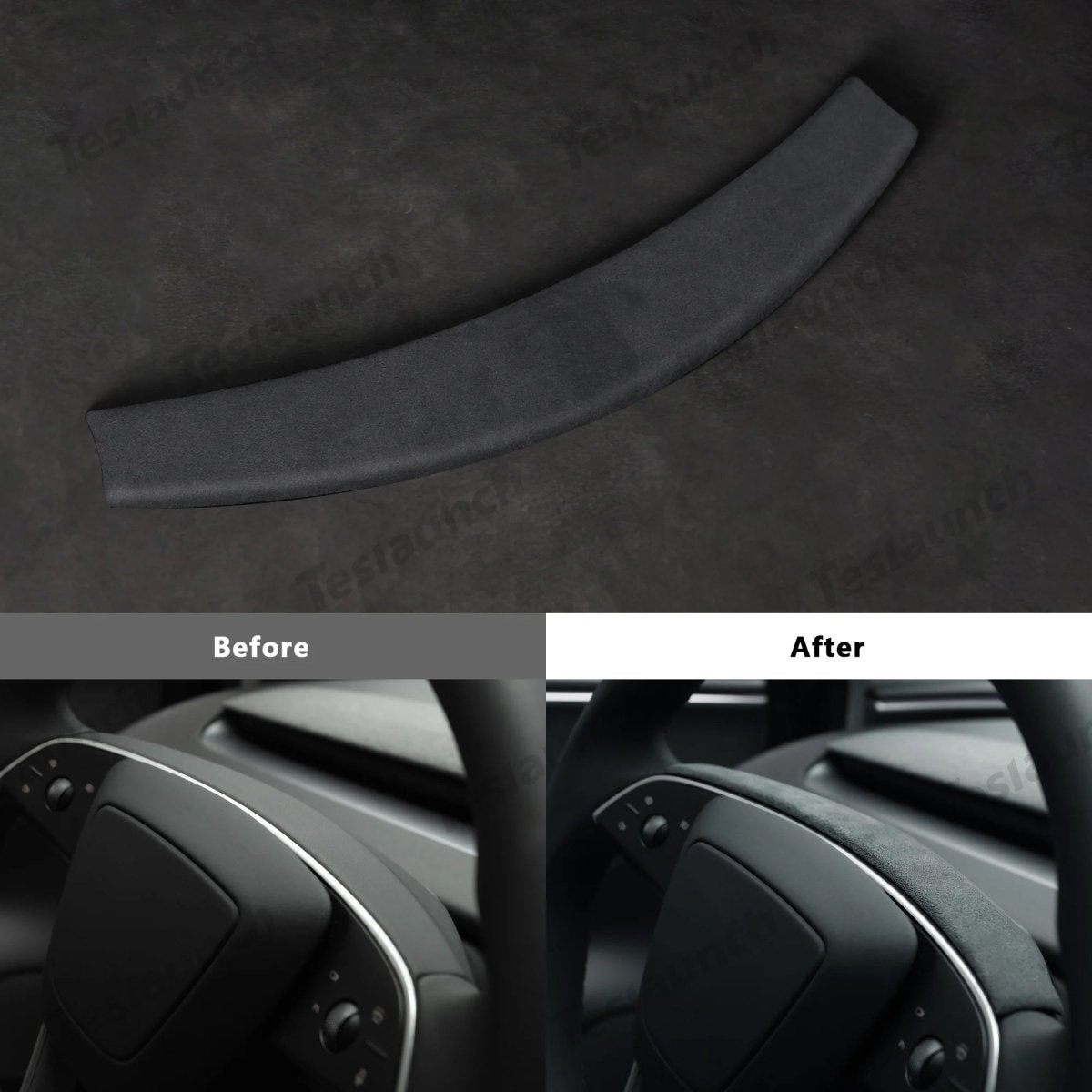 Alcantara Steering Wheel Strip Cover for Tesla Model Y L 2026+