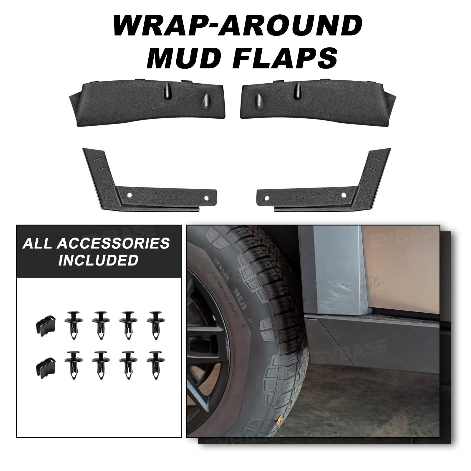 Tessgo Wheel Fairing Delete Covers & Mud Flaps for Tesla Cybertruck