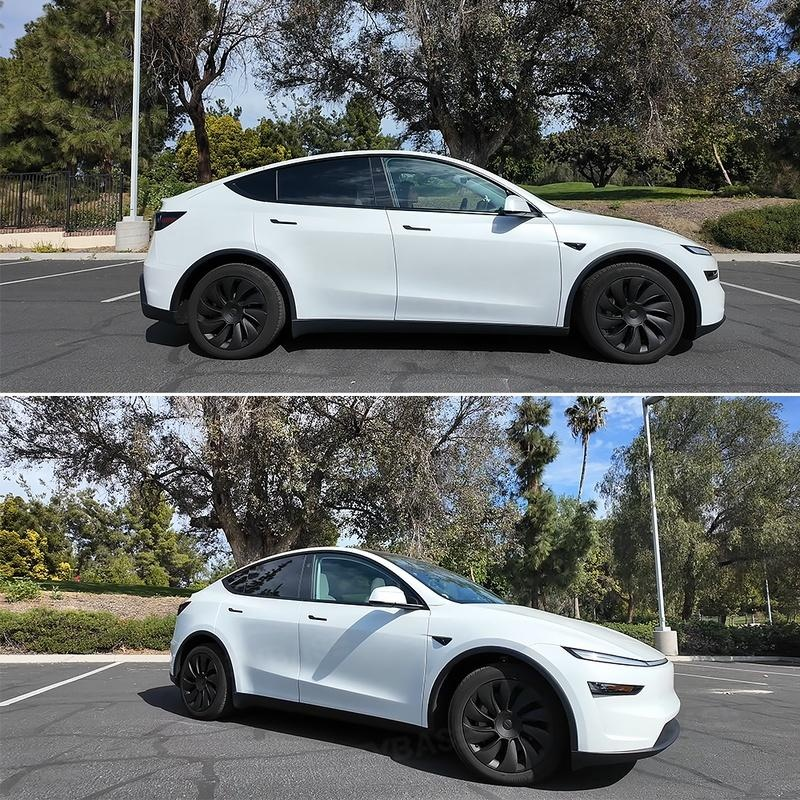 Tessgo 19" Überturbine Style Wheel Covers for Model Y Juniper – Matte Black Hubcaps for Crossflow Wheels, OEM Fit Upgrade
