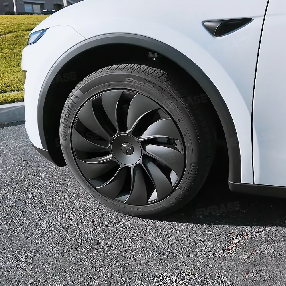 Tessgo 19" Überturbine Style Wheel Covers for Model Y Juniper – Matte Black Hubcaps for Crossflow Wheels, OEM Fit Upgrade
