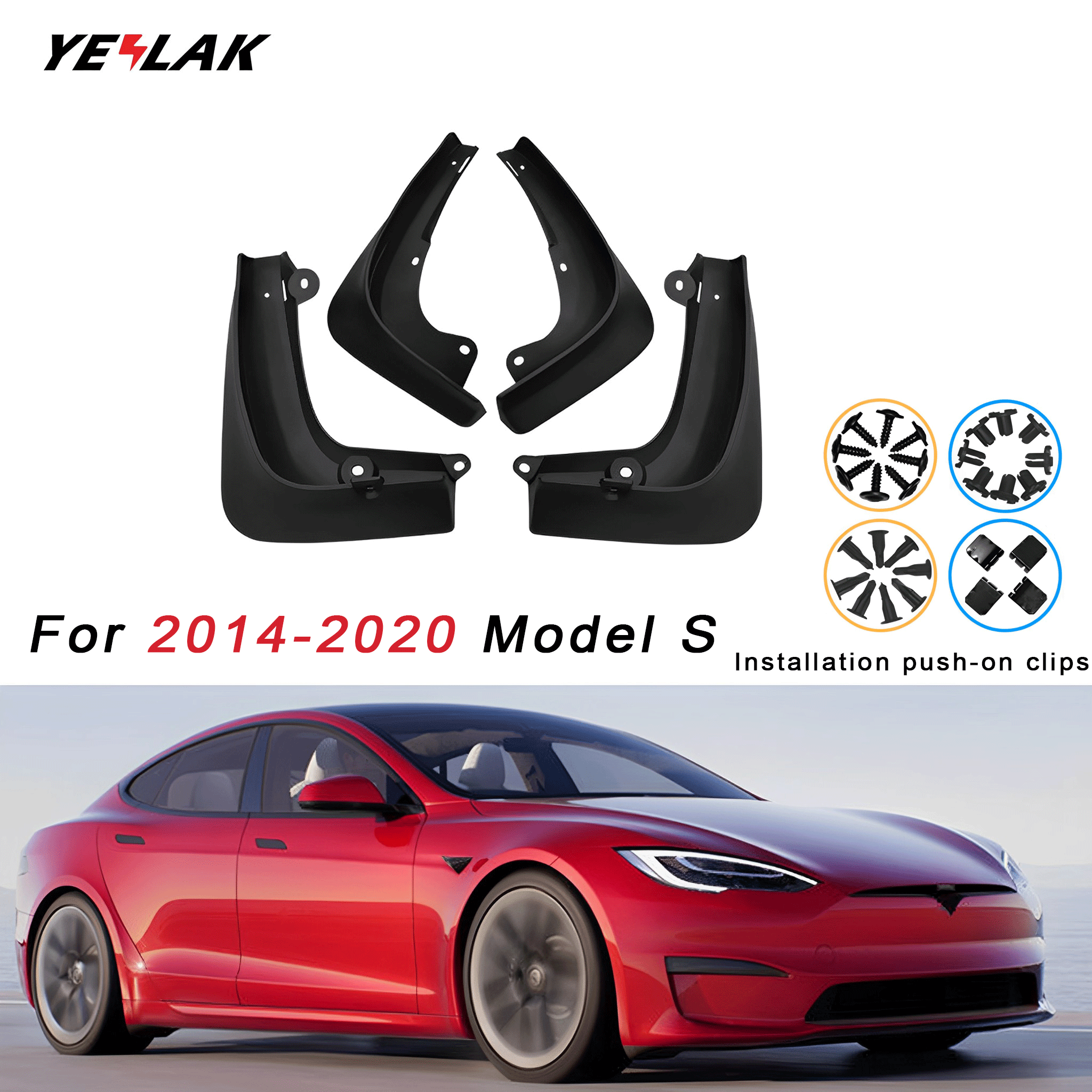 Mud Flaps Set For Tesla Model S 2014-2020 Pre-Refresh