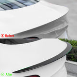 before vs after installation: High-Performance Carbon Fiber Spoiler installed on Tesla Model 3/Y