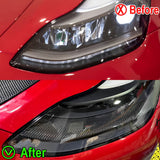 Carbon Fiber Headlight Eyebrow Trim Replacement For Tesla Model 3 & Y
