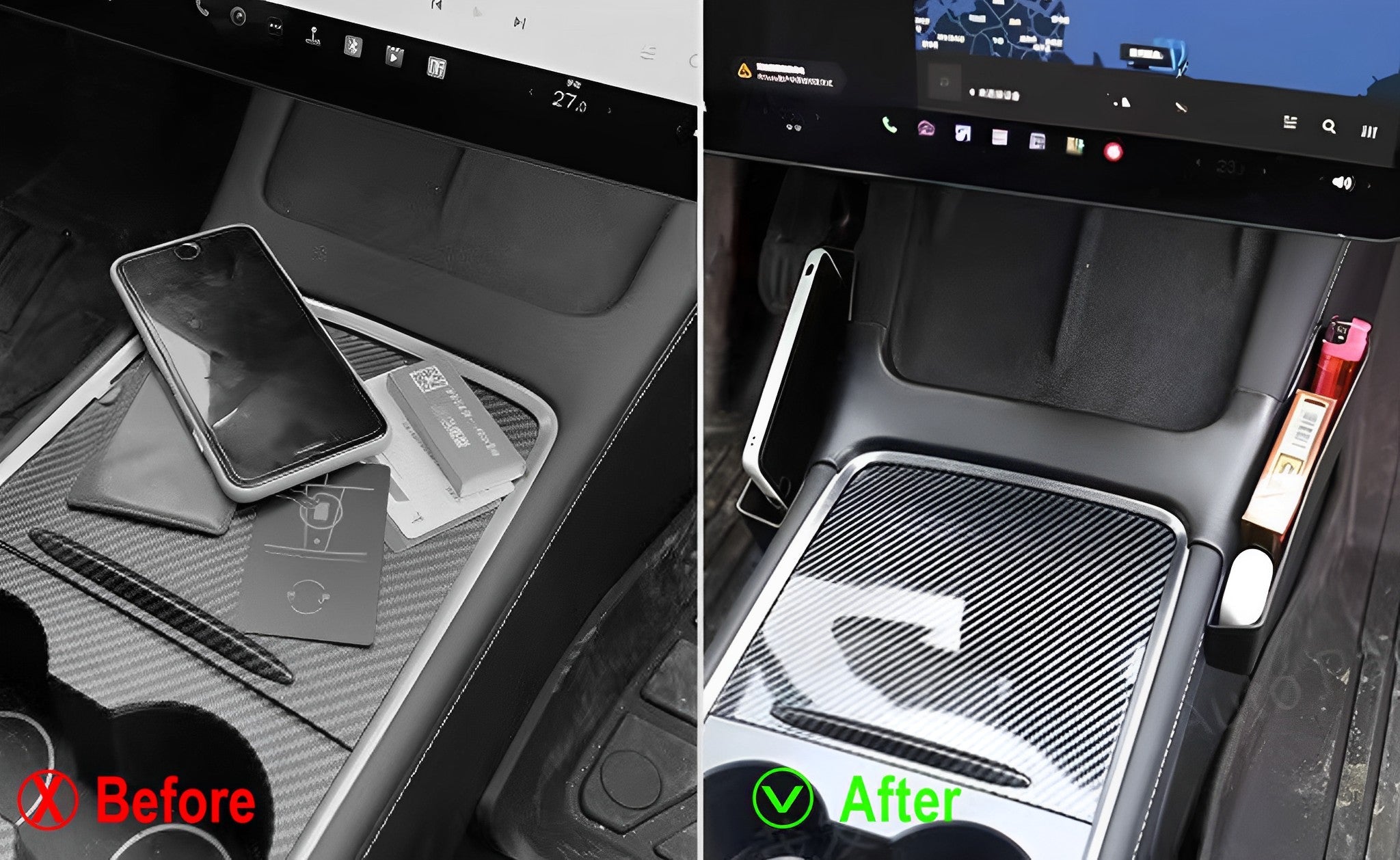 Tesla Model 3 & Model Y Center Console Side Storage Organizer – Custom Fit Interior Accessory